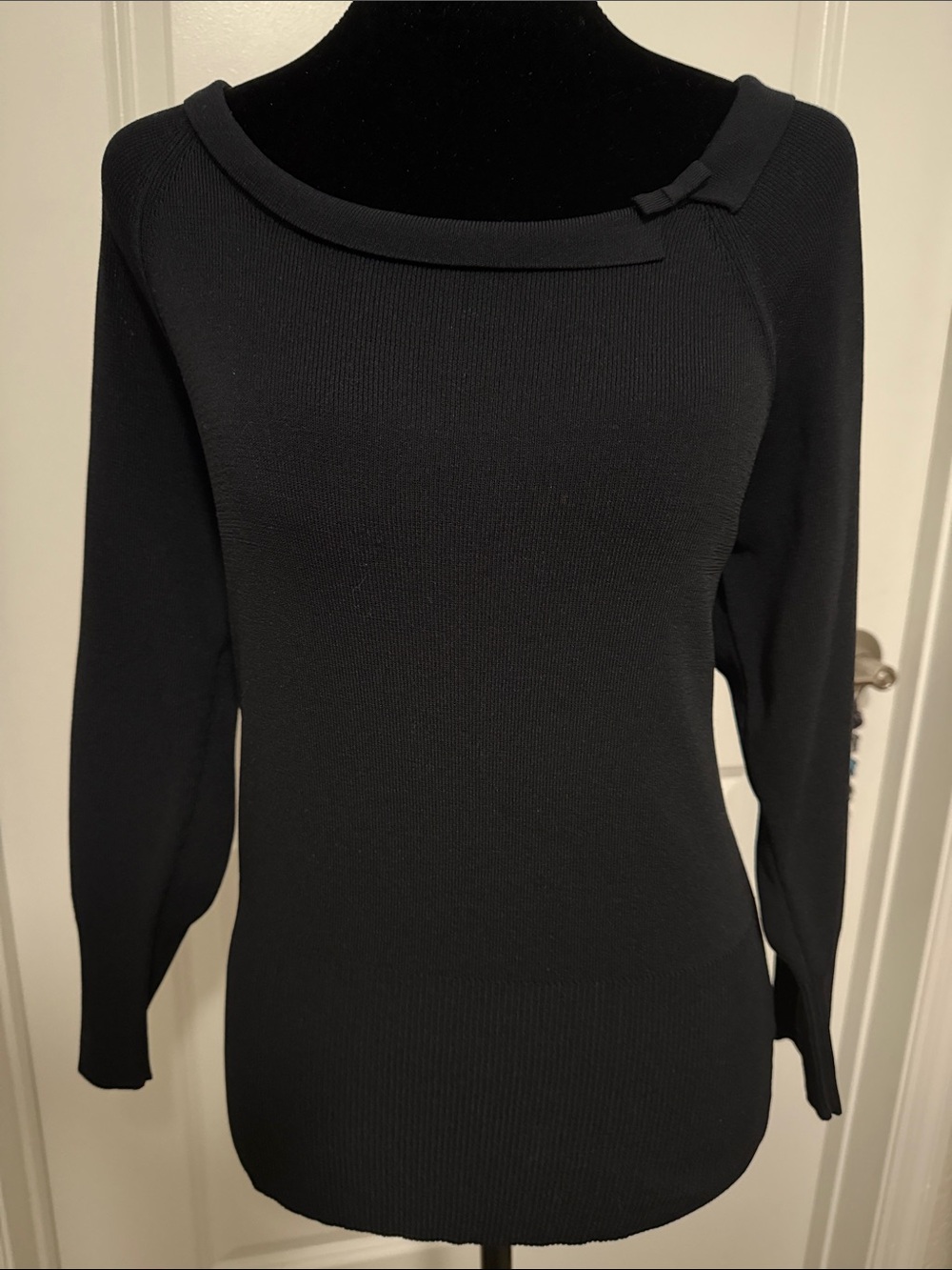 The Limited Y2K Black Boatneck Sweater with Bow